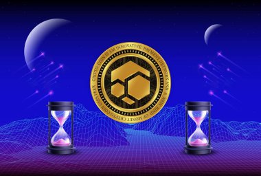 Sanal para birimi görüntüsünü dijital arkaplanda akıt. 3d illüstrasyon.