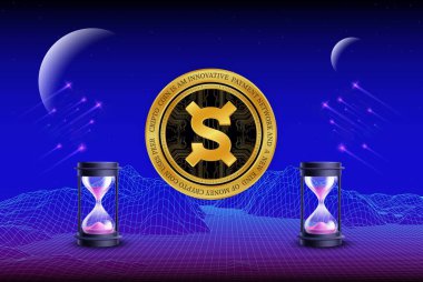 frax share-fxs dijital arkaplanda sanal para birimi resmi. 3d illüstrasyon.