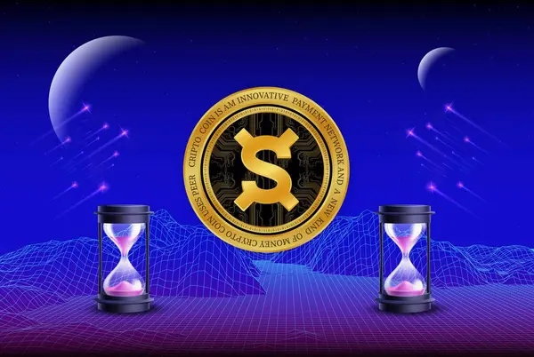 frax share-fxs dijital arkaplanda sanal para birimi resmi. 3d illüstrasyon.