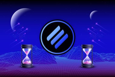 Dijital arkaplanda doğrusal finans-lina şifreli para birimi logoları resimleri. 3d illüstrasyon.