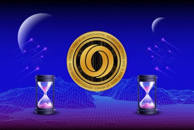 Renkli daireler halinde kripto para birimi logoları. Vektör logo resimleri. 3d illüstrasyon.