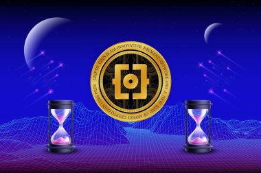 Dijital arkaplanda Ordi kripto para biriminin görüntüleri. 3d illüstrasyon.