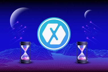 Dijital arkaplanda perlin-perl sanal para birimi resimleri. 3d illüstrasyon.