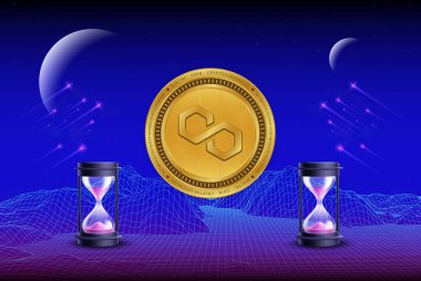 Dijital arkaplanda çokgen-matik kripto para birimi resimleri. 3d illüstrasyon.