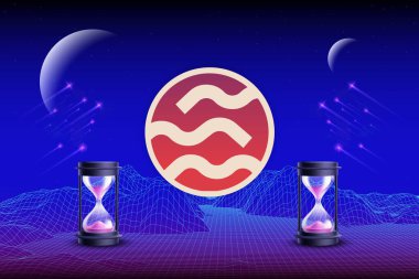 Dijital arkaplanda sei şifreli para birimi logoları var. 3d illüstrasyon.