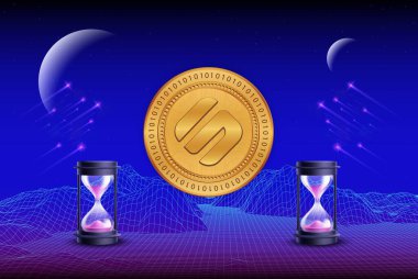 Dijital arkaplanda swipe-sxp şifreli para birimi resimleri. 3d illüstrasyon.