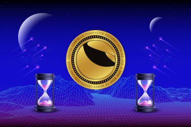 Terra luna sanal para biriminin dijital arkaplan görüntüsü. 3d illüstrasyon.