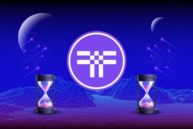 dijital arkaplanda thershold-t sanal para birimi resimleri. 3d illüstrasyon.