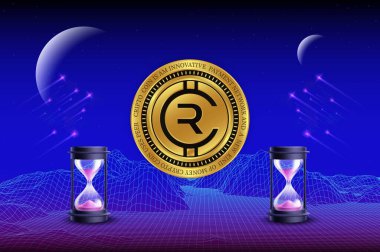 Dijital arkaplanda yakut yakut yakutu-rby kripto para birimi resimleri. 3d illüstrasyon.