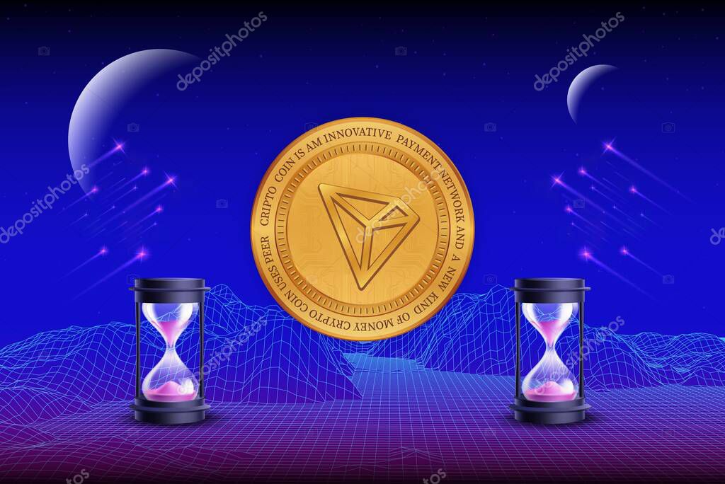 The tron-trx virtual currency. 3d illustrations.