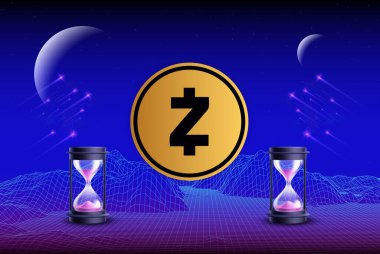 Zcash-zec sanal para biriminin dijital arkaplan resmi. 3d illüstrasyon.