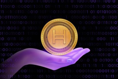 Hedera hashgraph-hbar sanal para birimi resimleri. 3d illüstrasyon.