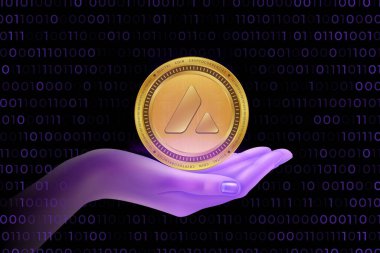 avalanche-avax virtual currency image in the digital background. 3d illustrations.