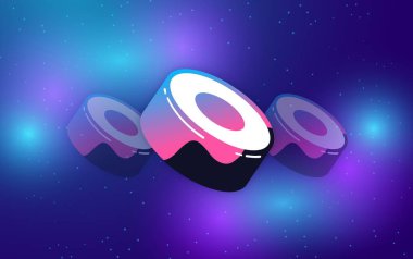 Dijital arkaplanda suşi kripto resmi var. 3d illüstrasyon.