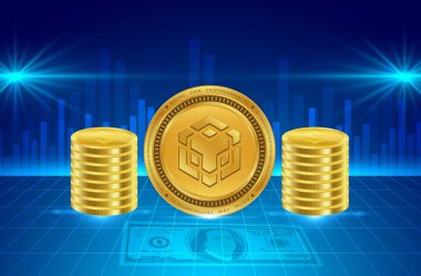 dijital arkaplanda binance-bnb sanal para birimi resmi. 3d illüstrasyon.