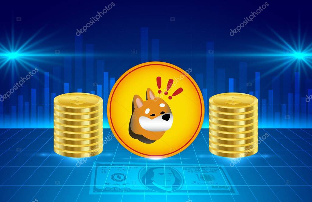 Bonk coin cryptocurrency image on digital background. 3d illustrations.