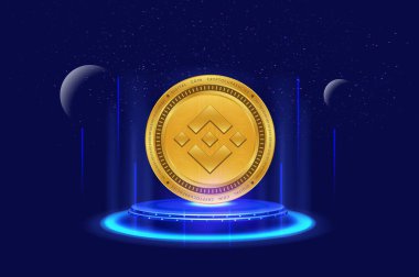 dijital arkaplanda binance-bnb sanal para birimi resmi. 3d illüstrasyon.