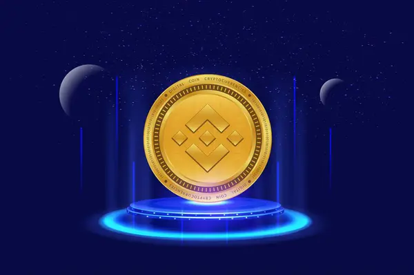 stock image binance-bnb virtual currency image in the digital background. 3d illustrations.