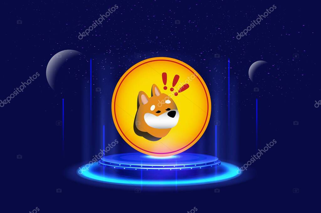 Bonk coin cryptocurrency image on digital background. 3d illustrations.