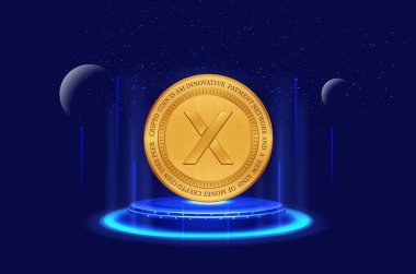 Dijital arkaplanda dydx şifreleme resmi. 3d illüstrasyon.