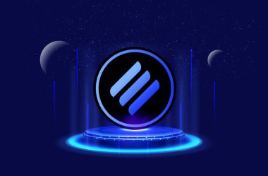 Dijital arkaplanda doğrusal finans-lina şifreli para birimi logoları resimleri. 3d illüstrasyon.