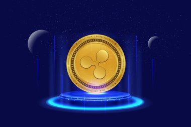 Dijital arkaplanda dalgalı-xpr sanal para birimi resimleri. 3d illüstrasyon.