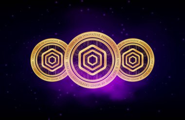 Akropolis-akro sanal para biriminin dijital arka plan görüntüsü. 3d illüstrasyon.