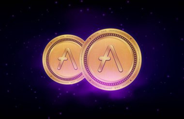 Dijital arkaplanda AVE sanal para birimi resimleri. 3d illüstrasyon