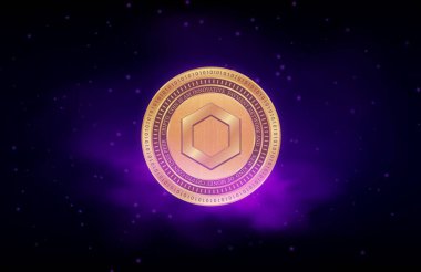 Dijital arkaplanda zincirli bağlantı sanal para birimi resmi. 3d illüstrasyon.