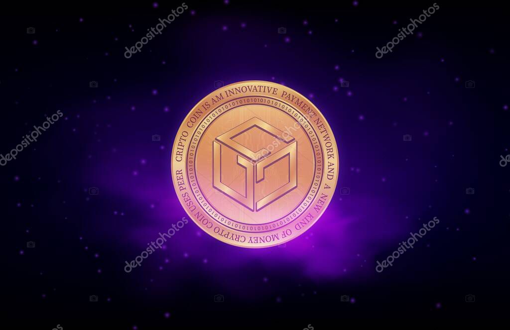 Gala virtual currency image in the digital background. 3d illustrations.