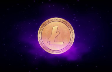  Litoin-ltc sanal para birimi görüşleri. 3d illüstrasyon