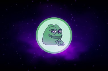 Dijital arkaplandaki pepe logosunun görüntüleri. 3d illüstrasyon.