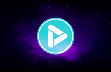 Dijital arkaplanda playdapp-pla sanal para birimi resmi. 3d illüstrasyon.