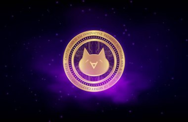 Monacoin sanal para birimi görüntüleri. 3d illüstrasyon