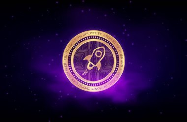 Dijital arkaplanda yıldız-xlm şifreli para birimi resimleri. 3d illüstrasyon.