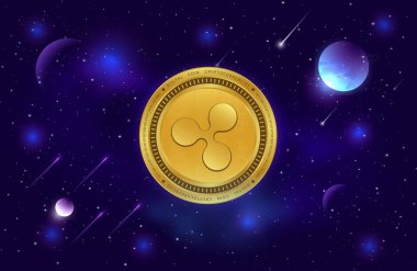 Dijital arkaplanda dalgalı-xpr sanal para birimi resimleri. 3d illüstrasyon.