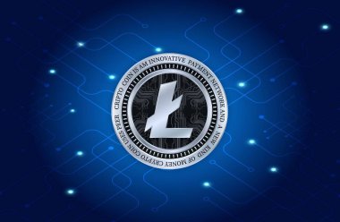  Litoin-ltc sanal para birimi görüşleri. 3d illüstrasyon