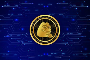 Dijital arkaplandaki pepe logosunun görüntüleri. 3d illüstrasyon.