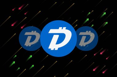 Digibyte-dgb dijital arkaplanda sanal para birimi resmi. 3d illüstrasyon.
