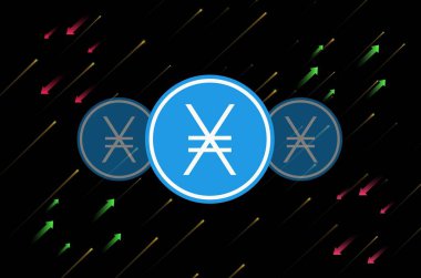 Dijital arka planda nano-xno sanal para birimi görüntüleri. 3d illüstrasyon.