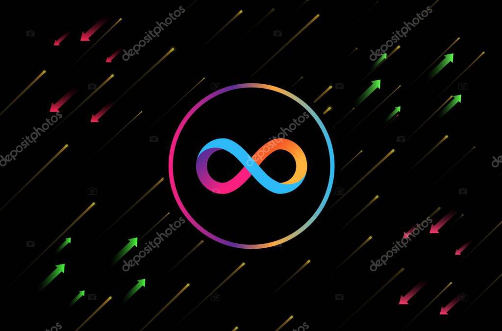 The internet computer virtual currency logo. 3d illustrations.