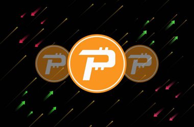 Dijital arkaplanda kripto para birimi logoları var. Pascal-Pasc madeni parası. 3d illüstrasyon.