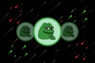 Dijital arkaplandaki pepe logosunun görüntüleri. 3d illüstrasyon.