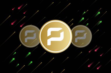 Dijital arka planda prate chain-arrr logosunun görüntüleri. 3d illüstrasyon.