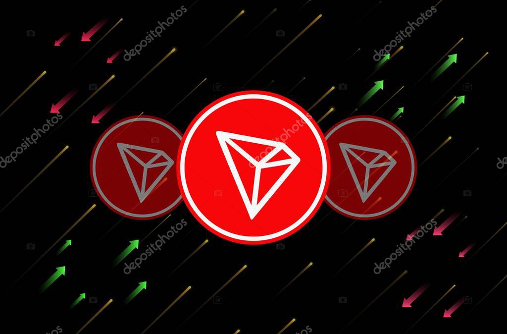 The tron-trx virtual currency. 3d illustrations.