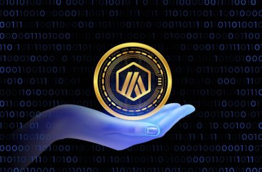 Arbitrum-yay sanal para biriminin dijital arkaplandaki görüntüsü. 3d illüstrasyon.