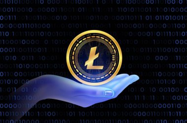  Litoin-ltc sanal para birimi görüşleri. 3d illüstrasyon