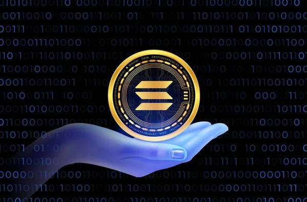 Dijital arkaplanda solana-sol sanal para birimi resmi. 3d illüstrasyon