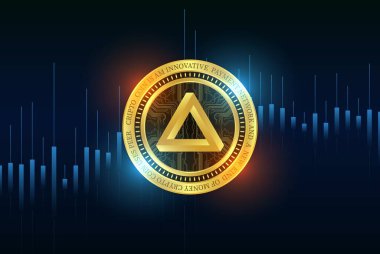 Arpa madeni para biriminin dijital bir arka plandaki görüntüsü. 3d illüstrasyon.