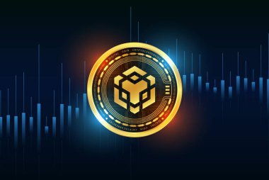 dijital arkaplanda binance-bnb sanal para birimi resmi. 3d illüstrasyon.